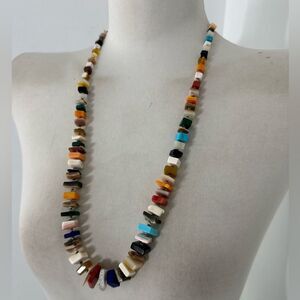 Vintage Native American Heishi Chiclet Multicolor Gemstone Necklace